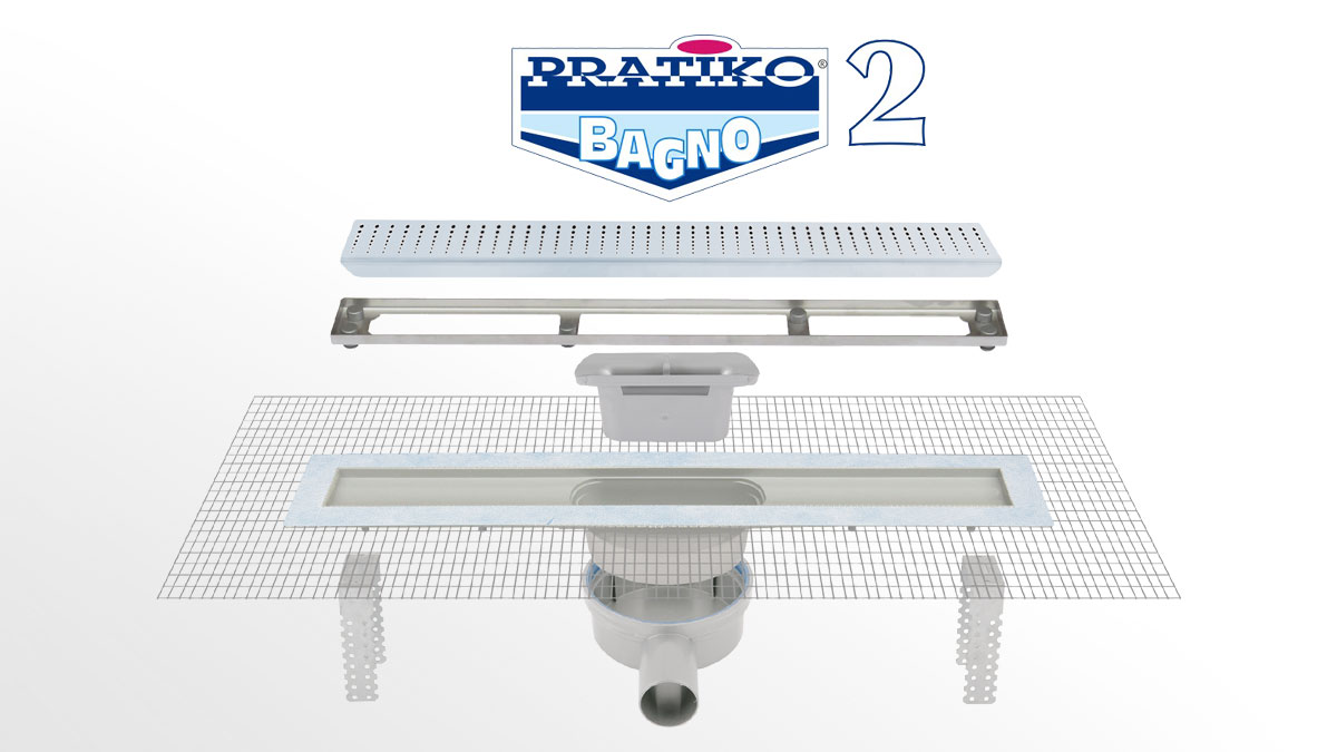 PRATIKO BAGNO 2 - Caniveau de douche à l’italienne avec grille inox